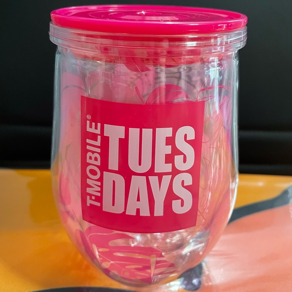 T-Mobile Tuesdays Tropical Tumbler Pink with straw NEW